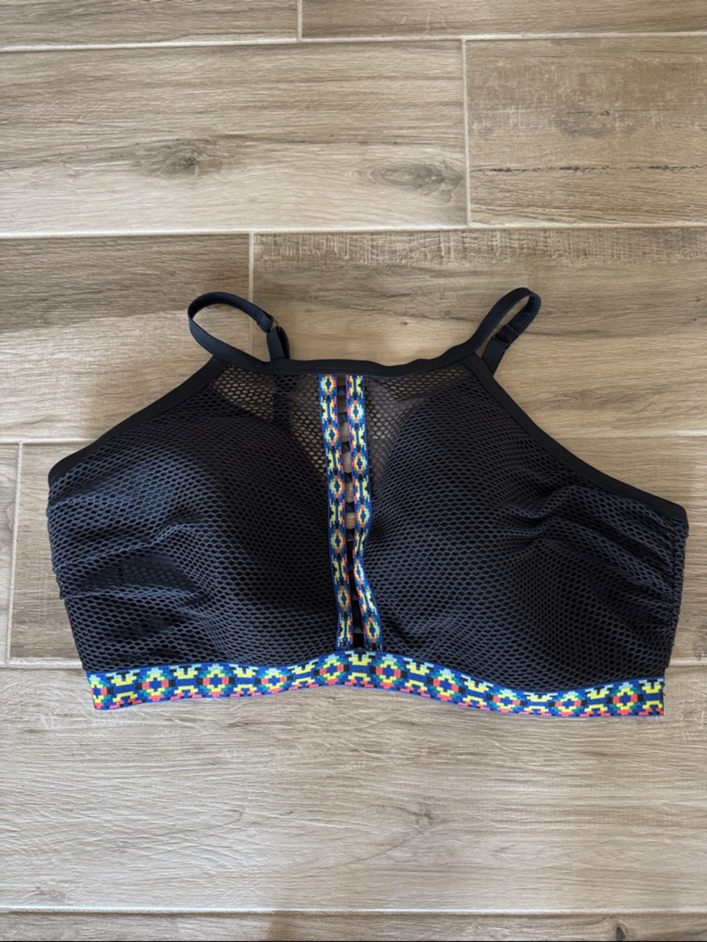 Lane Bryant Cacique 28W mesh overlay swim top